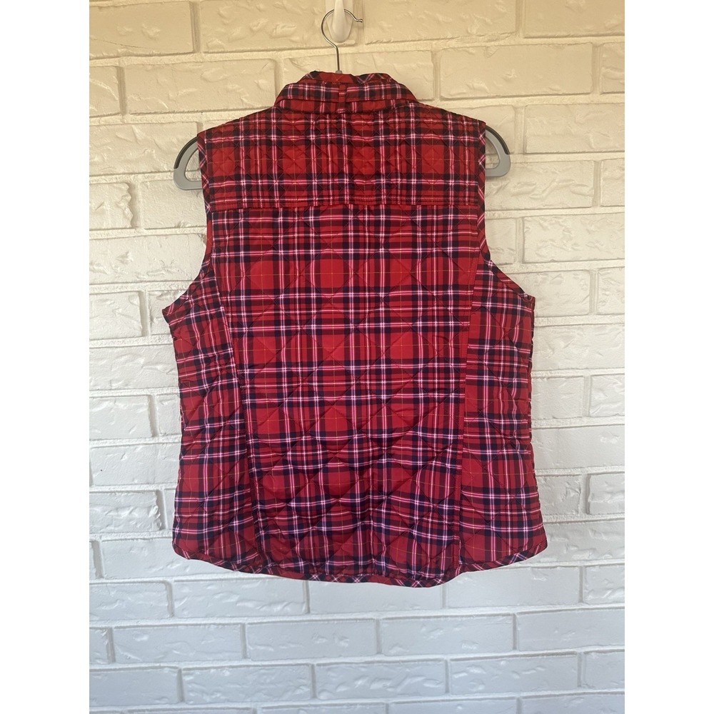 Crown And Ivy XL Quilted Red Plaid Vest Cozy Cabin Core Winter Staple - Picture 2 of 12